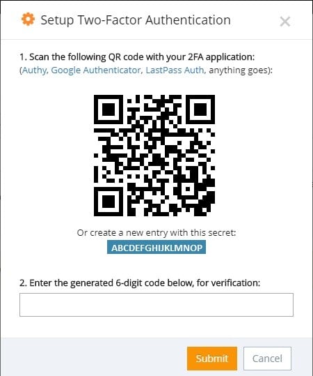 You will have 2 options: scan the QR code or enter the 16-digit generated code.